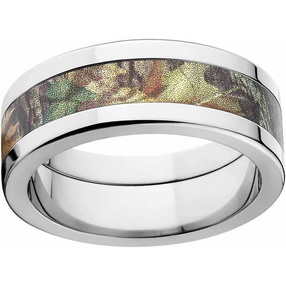 New Break Up Men's Camo Stainless Steel Ring with Polished Edges and Deluxe Comfort Fit