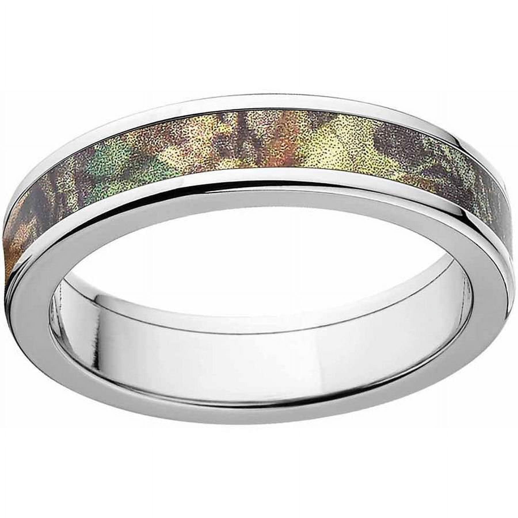 New Break Up Men's Camo Stainless Steel Ring with Polished Edges and Deluxe Comfort Fit