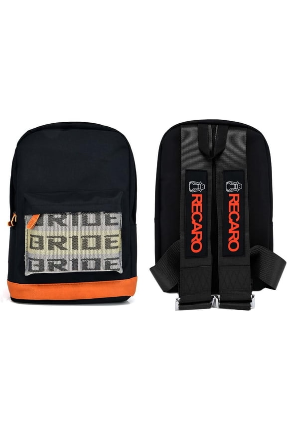 New Bride Racing Backpack with RECARO Power Racing Harness Shoulder Straps Black