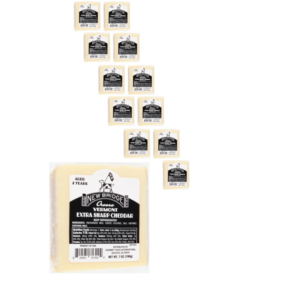 New Bridge Vermont Extra Sharp 2 Year Cheddar Cheese, 7OZ, 12 Pack