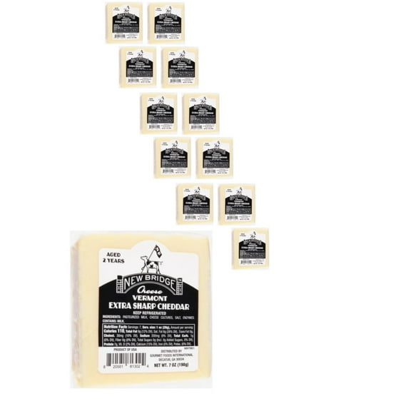 New Bridge Vermont Extra Sharp 2 Year Cheddar Cheese, 7OZ, 12 Pack