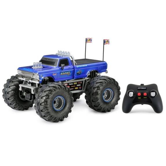 New Bright (1:10) Bigfoot Battery Remote Control Blue Monster Truck with Lights, Sounds, 61086UEP Child