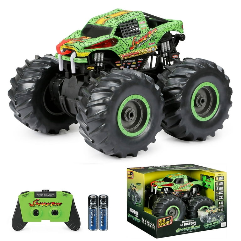 New Bright 1 10 Snake Bite Radio Control Monster Truck with Lights Sounds and Vapor 61061U Child