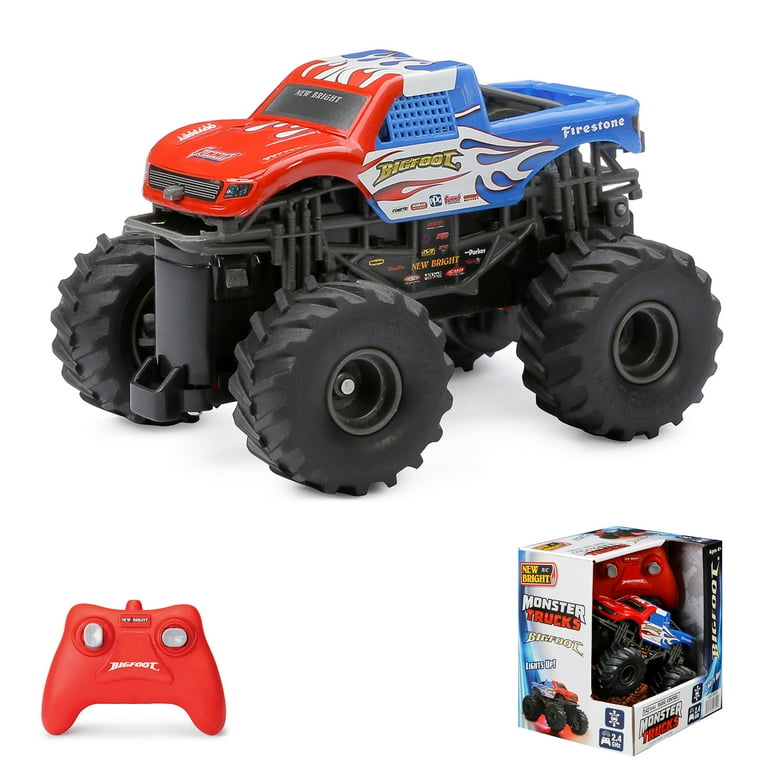 週刊MONSTER TRUCK 4WD New Bright (1:43) Remote Control Bigfoot Red, White, Blue