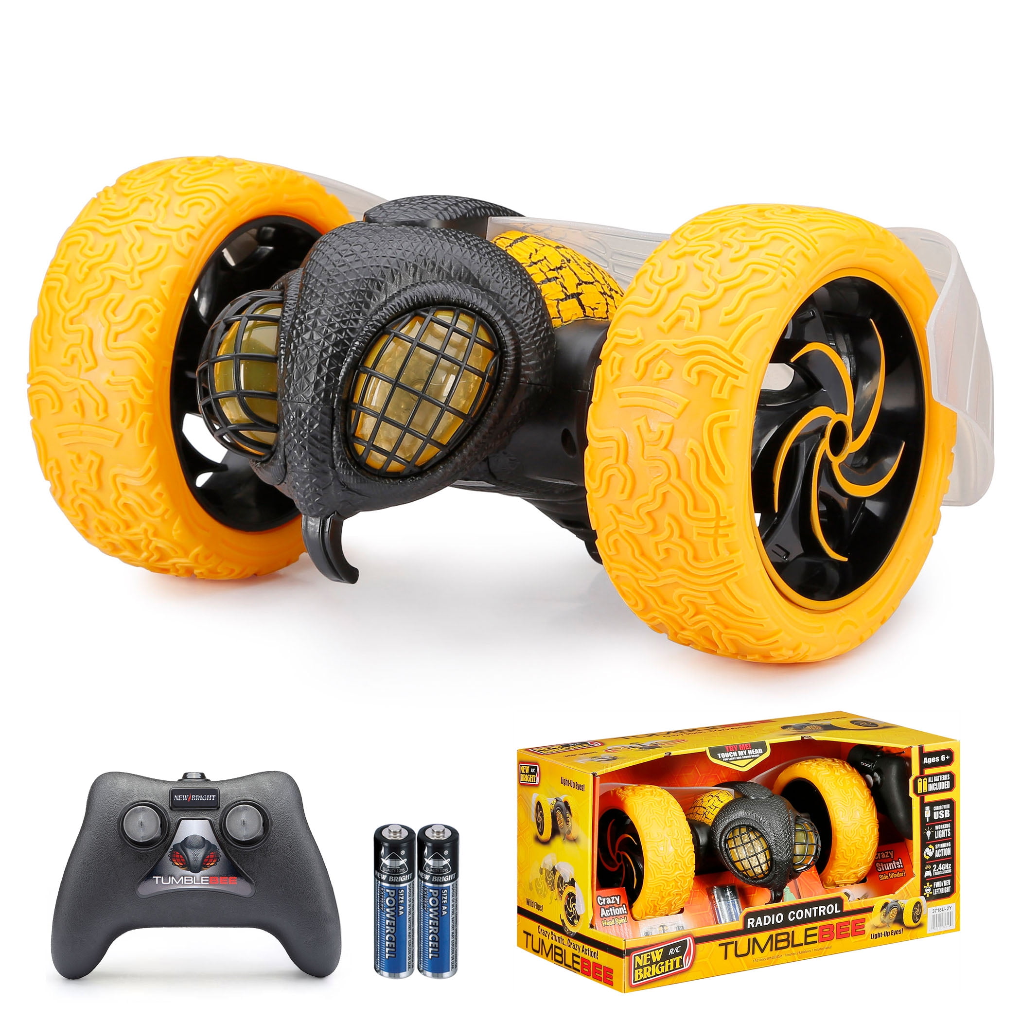 New Bright Stunt 10 inch Tumblebee Battery Remote Control Toy, Yellow 3718U-2Y Child, Teen