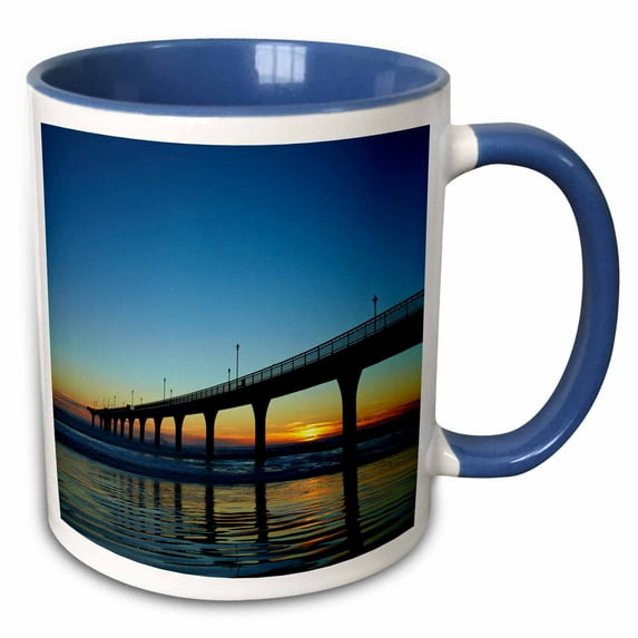 New Brighton Pier at Dawn, Christchurch, South Island, New Zealand. 11oz Two-Tone Blue Mug mug-207640-6