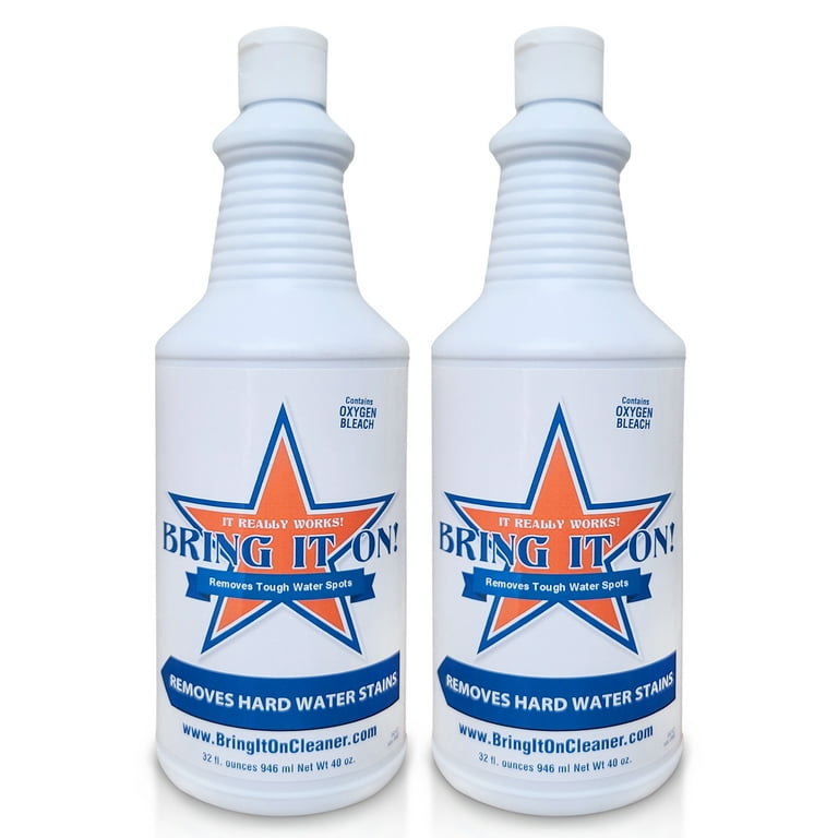 New Bring it On Cleaner Hard Water Spot Remover Eco Friendly Shower Glass  Cleaner Most Effective for Fiberglass, Windows, Chrome, Tubs, Granite,  Steel, Soap Scum, Tile and Grout - 2 x 32