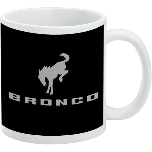 New Bronco Logo Ceramic Coffee Mug, Novelty Gift Mugs for Coffee, Tea and Hot Drinks, 11oz, White
