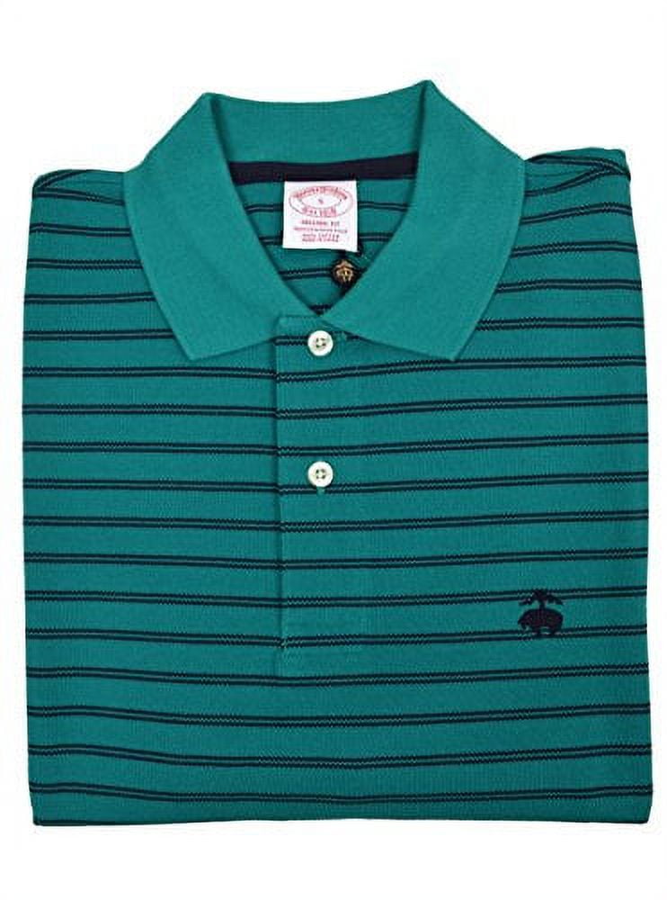New Brooks Brothers Men s Original Fit Performance Pique Polo Shirt Teal Double Striped Small