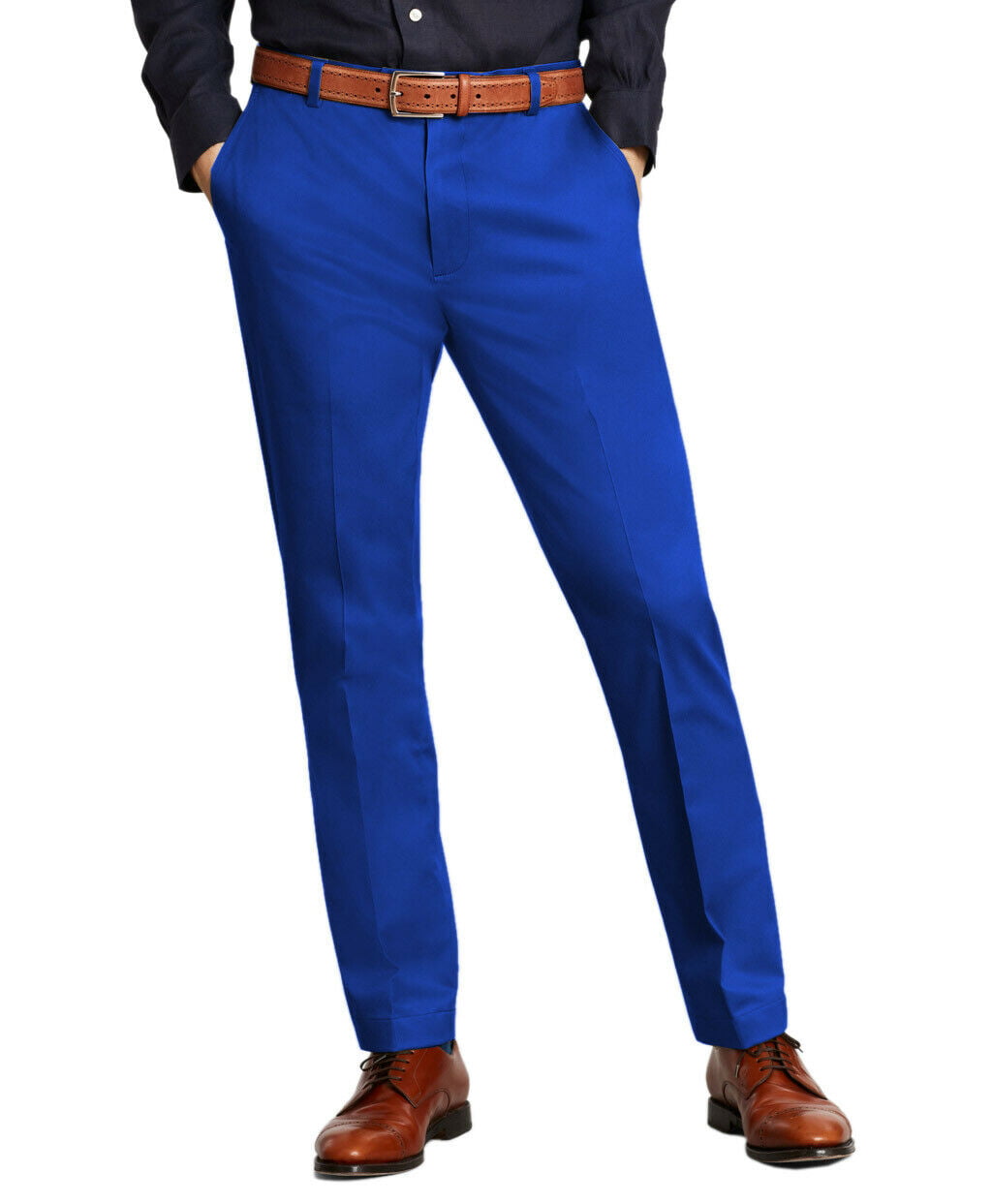 New Brooks Brothers Mens Blue Milano Fit Cotton Stretch Pants Sz 38W x 32L  8594-3 
