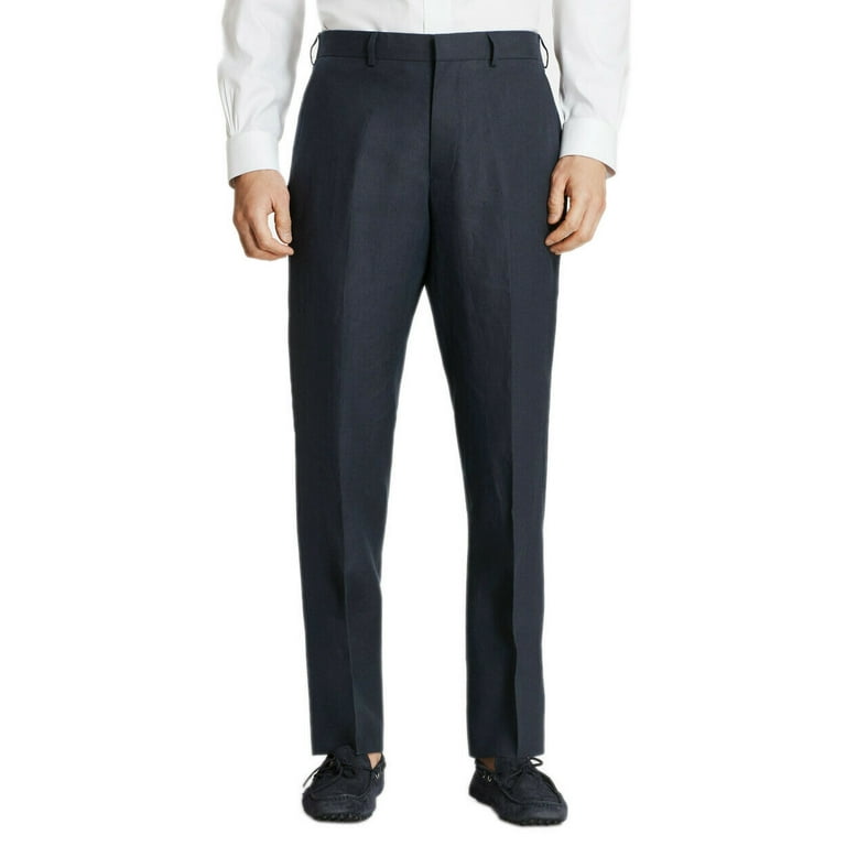New Brooks Brothers Mens Navy Blue Regent Linen Flat Front Pants