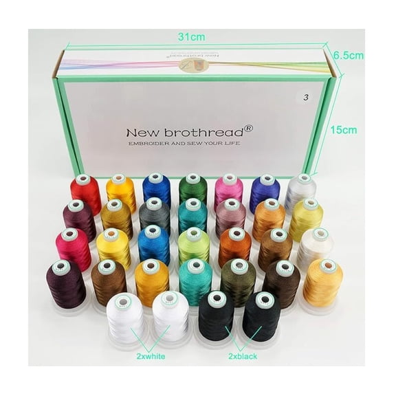 New Brothread 32 Spools Polyester Embroidery Machine Thread Kit 1000M (1100Y)