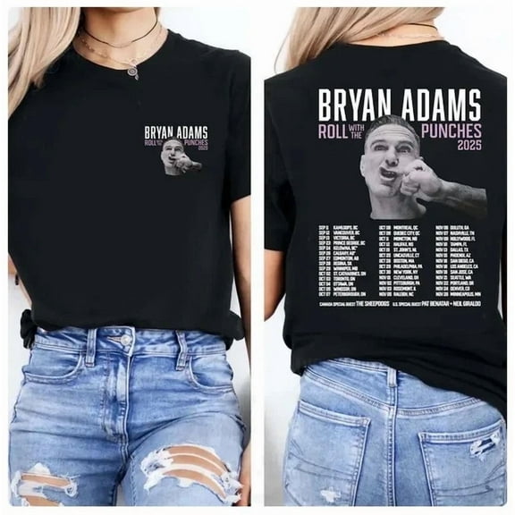 New!!! Bryan Adams Roll With The Punches Tour 2025 Double Sided T-Shirt