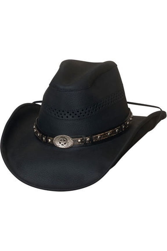 New Bullhide Get On Leather Hat Black