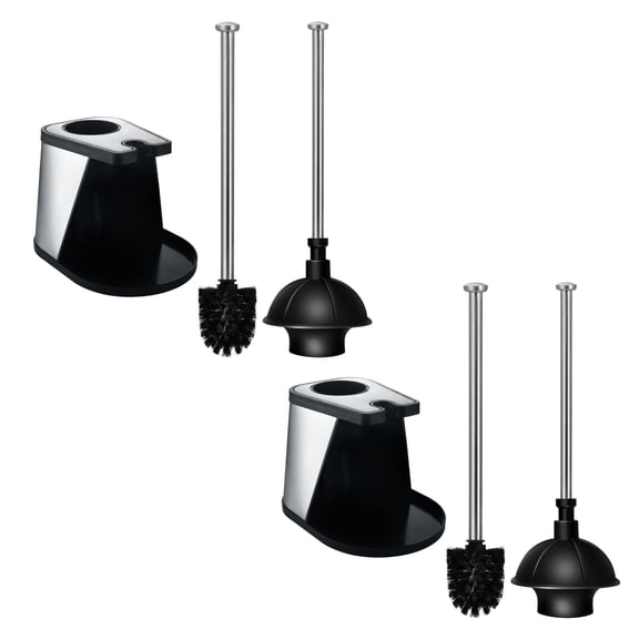 ToiletTree Products Toilet Brush and Plunger Set, Stainless Steel Bathroom Accessories - 2 Pack