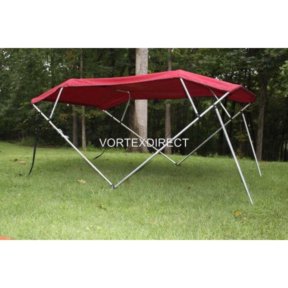 New Burgundy Vortex 4 Bow Bimini Top 8' Long, 73-84" Wide, 54" High, Complete Kit, Frame, Canopy, and Hardware (FAST SHIPPING - 1 TO 4 BUSINESS DAY DELIVERY)