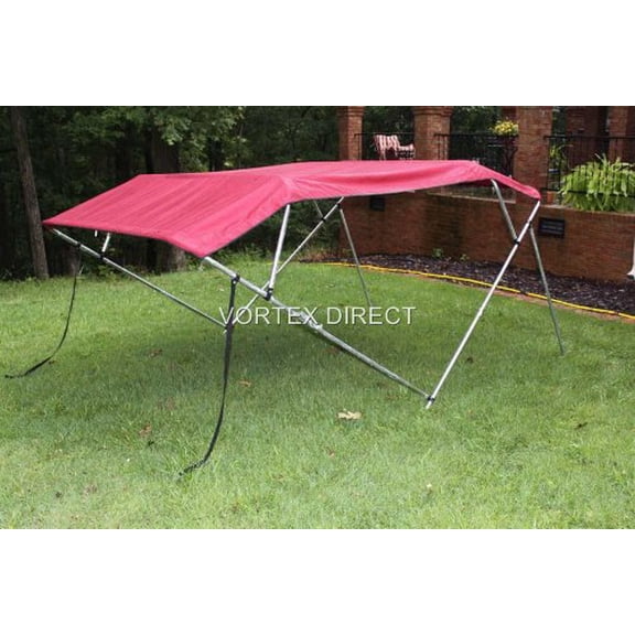 New Burgundy Vortex 4 Bow Bimini Top 8' Long, 79-84" Wide, 54" High, Complete Kit, Frame, Canopy, and Hardware (FAST SHIPPING - 1 TO 4 BUSINESS DAY DELIVERY)