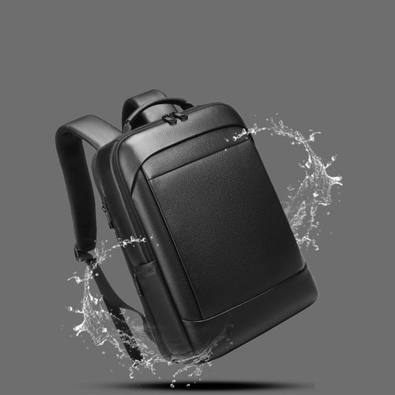 New Business Commute Leather Backpack Men,8809 Black