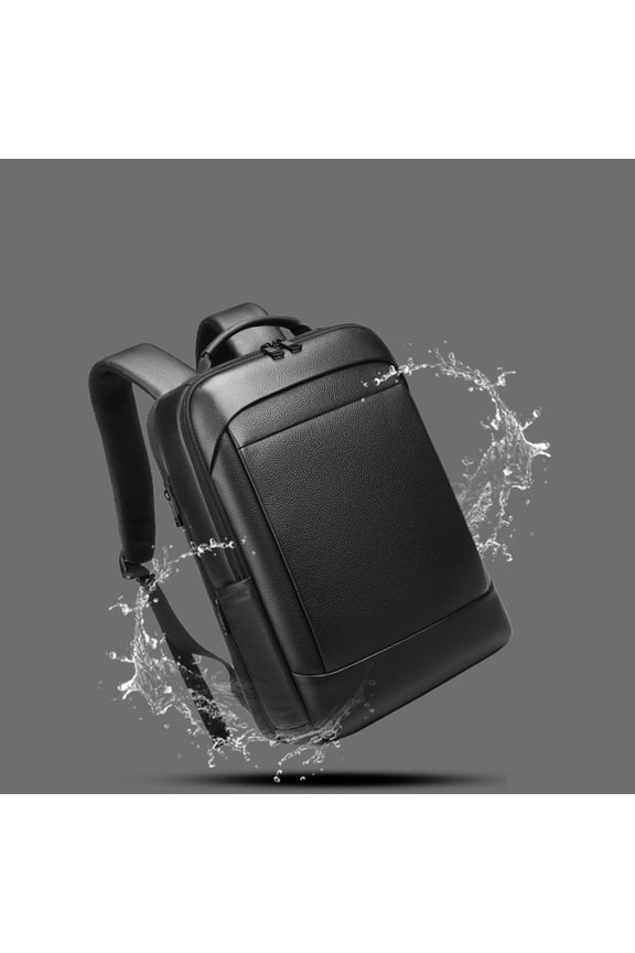 New Business Commute Leather Backpack Men,8809 Black