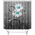 thumbnail image 1 of New Butterfly White Daisy Shower Curtain Set With Mat Retro Floral Vintage Flower Teal Rustic Wooden Plank Art Bathroom Curtains, 1 of 5