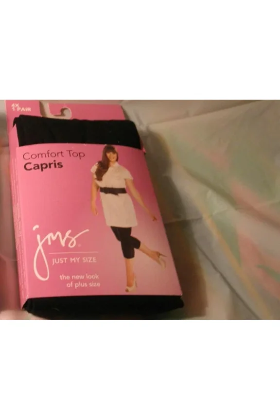 New By Jms, Just My Size Black Comfort Top Capris, Tights Hosiery Plus Size (4X)