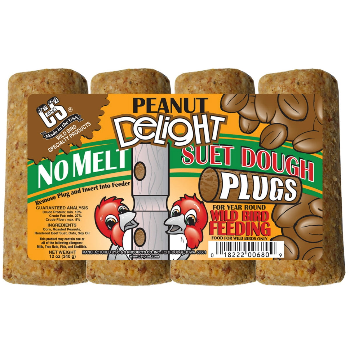 New C&S 12680 Peanut Delight No Melt Suet Dough Plug, 12 Oz