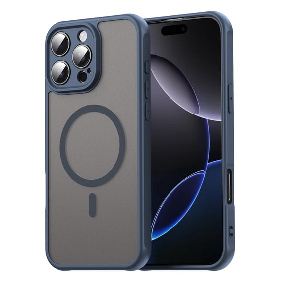 Dteck Magnetic Case for iPhone 16 Pro Max,Shockproof TPU+PC Matte Translucent Back Slim Protective Case Compatible with MagSafe Cover for iPhone 16 Pro Max,Blue