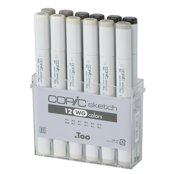 New COPIC Twin Marker 12 Warm Gray Set Graphic Art Markers