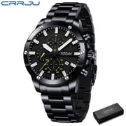 New CRRJU Sports Men Watches Top Brand Luxury 316L Stainless Steel Quartz Watch Men Fashion Waterproof Chronograph Relogio