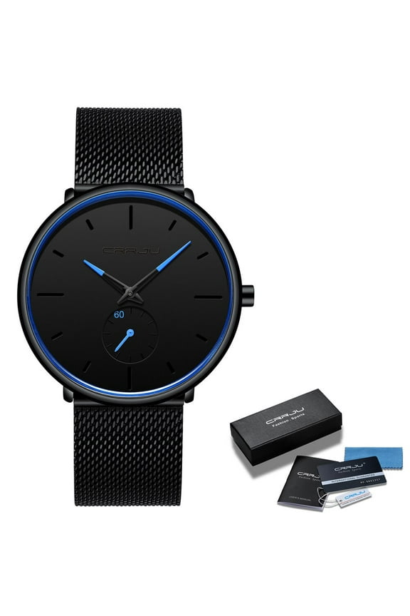 New CRRJU Top Brand Men Watches Men's Full Steel Mesh Band Waterproof Casual Quartz Clock Male Wrist Watch Relogio Masculino