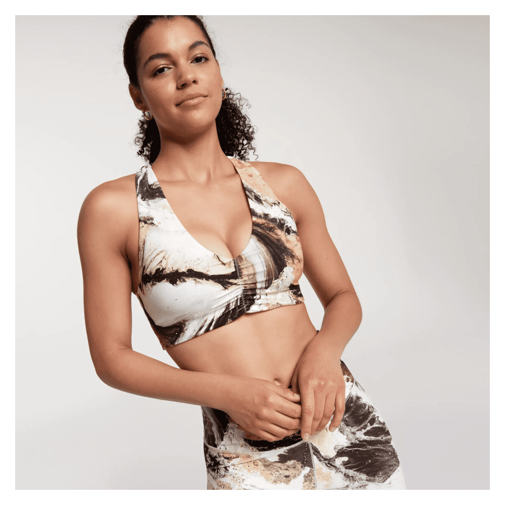 New Calia Women's Sports Bra Essentials Cinch Front Hazy Oat Milk Size XS