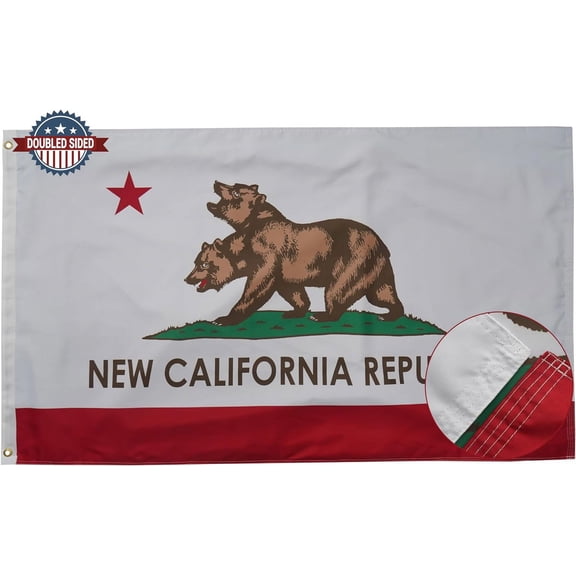 New California Flag 3x5 ft California Double Sided Flags Heavy Duty for Outdoor, Sewn Stripes 3 ply Large for Outsides,Vivid Color Fade-resistant