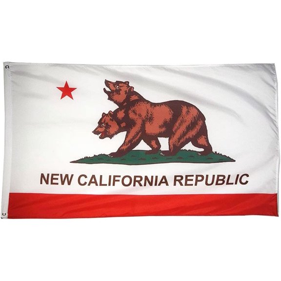 New California Republic Flag | Fade Resistant, Brass Grommets, Canvas Header, Banner 3ftx5ft Polyester with Brass Grommets