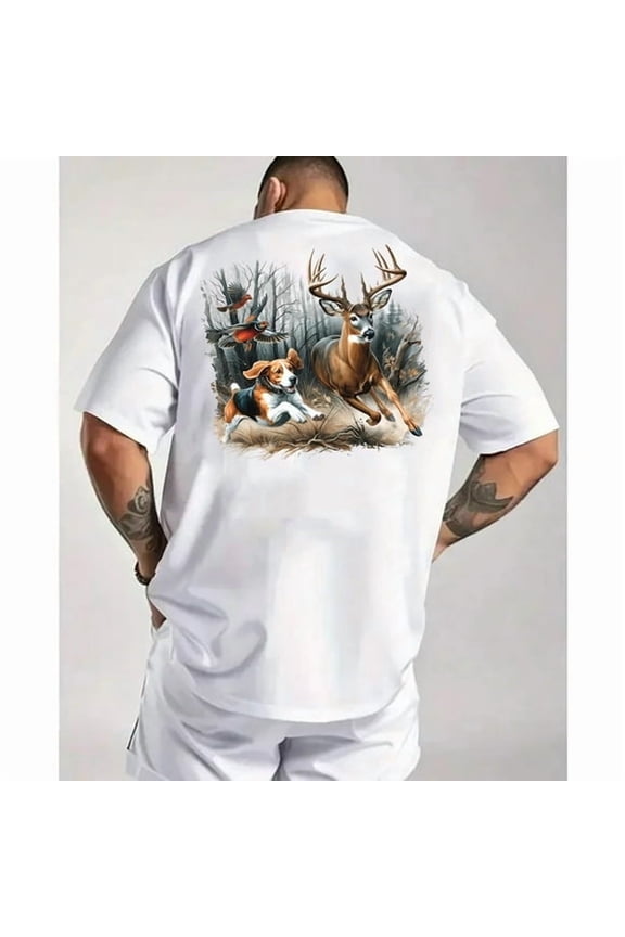 New Camo DAD Hunting Shirt | Buck Deer Graphic Tee for Outdoorsy Fathers & Hunters, DTG Print, Unisex Shirt