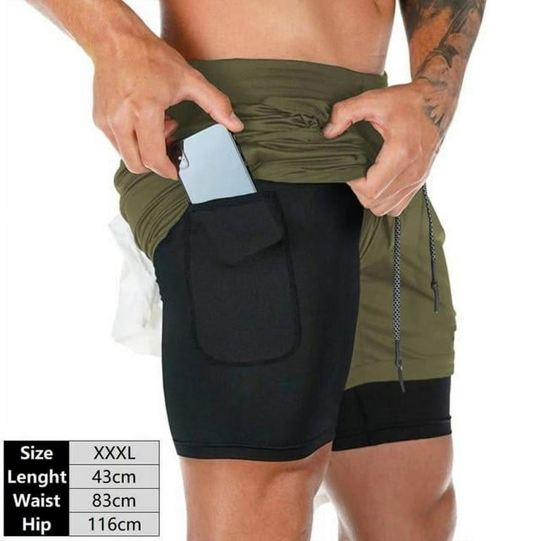 Camo Running Shorts Men 2 In 1 Double-deck Quick Dry Gym Sport