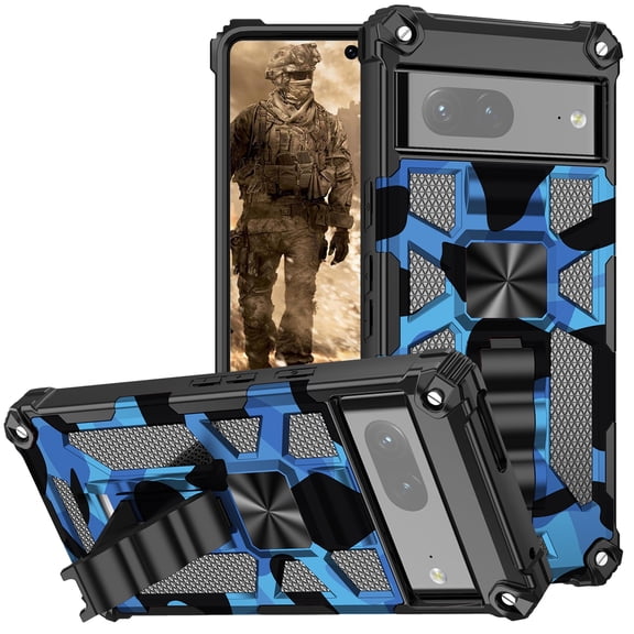 New Camouflage Case for Google Pixel 8 with Metal Kickstand, Camo Phone Cover Built-in 360° Rotate Ring Stand Case for Google Pixel 8,2 Color