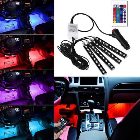 New Car Accessories RGB LED Light Dash Floor Foot Strip Lights Decorative Lamp