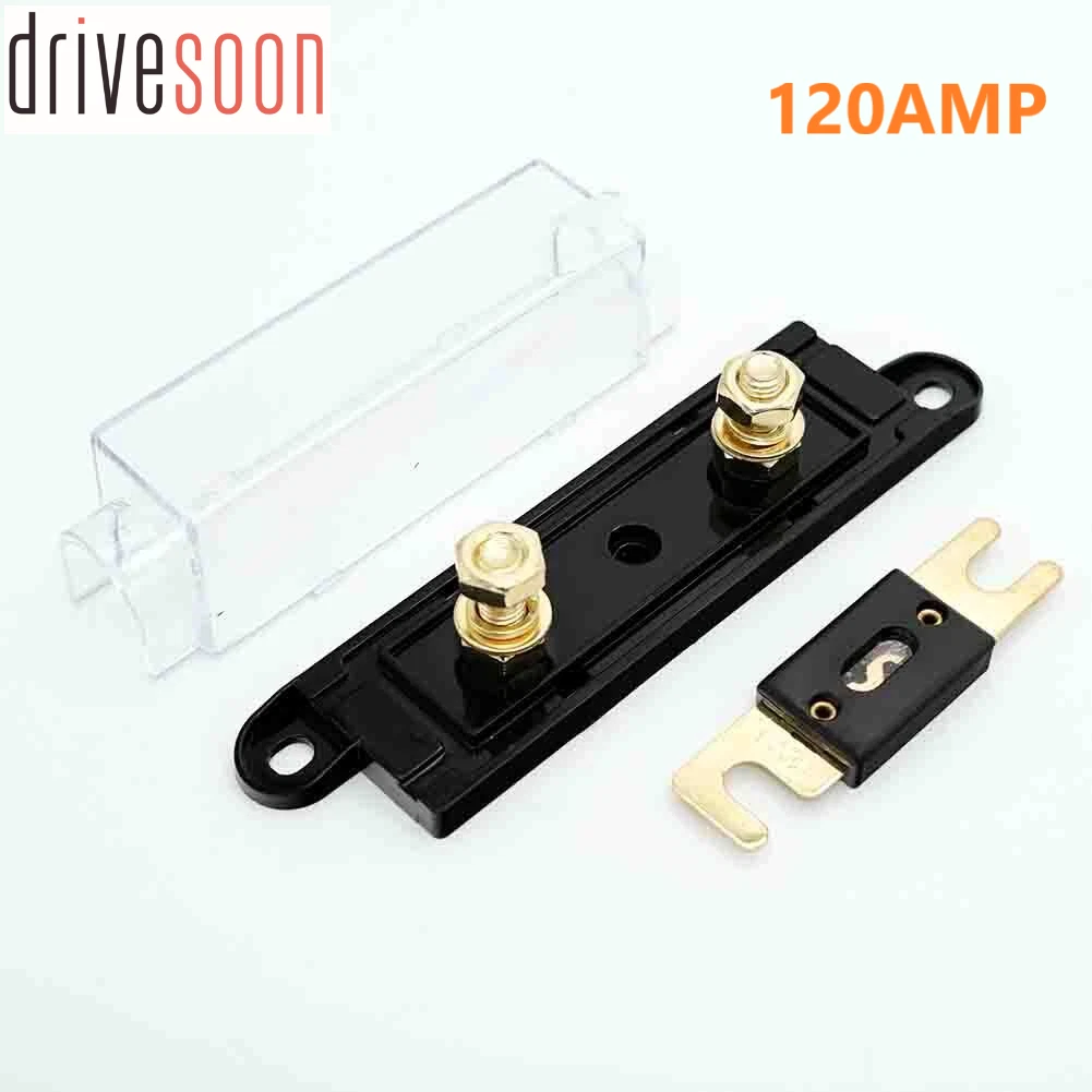 New Car Audio Anl Fuse Holder Inline Fuse Block 0/2/4 Gauge Awg In & Out 120 Amp