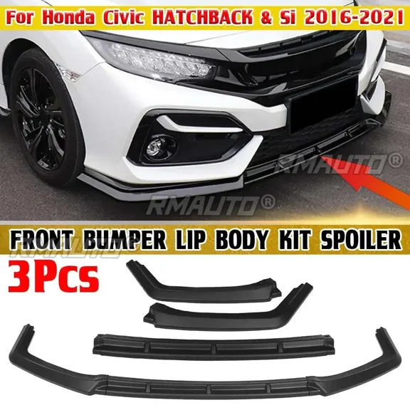 New Car Front Bumper Splitter Lip Spoiler Diffuser Guard Cover Trim For Civic Hatchback & Si 2016 2017 2018 2019 2020 Body Kit