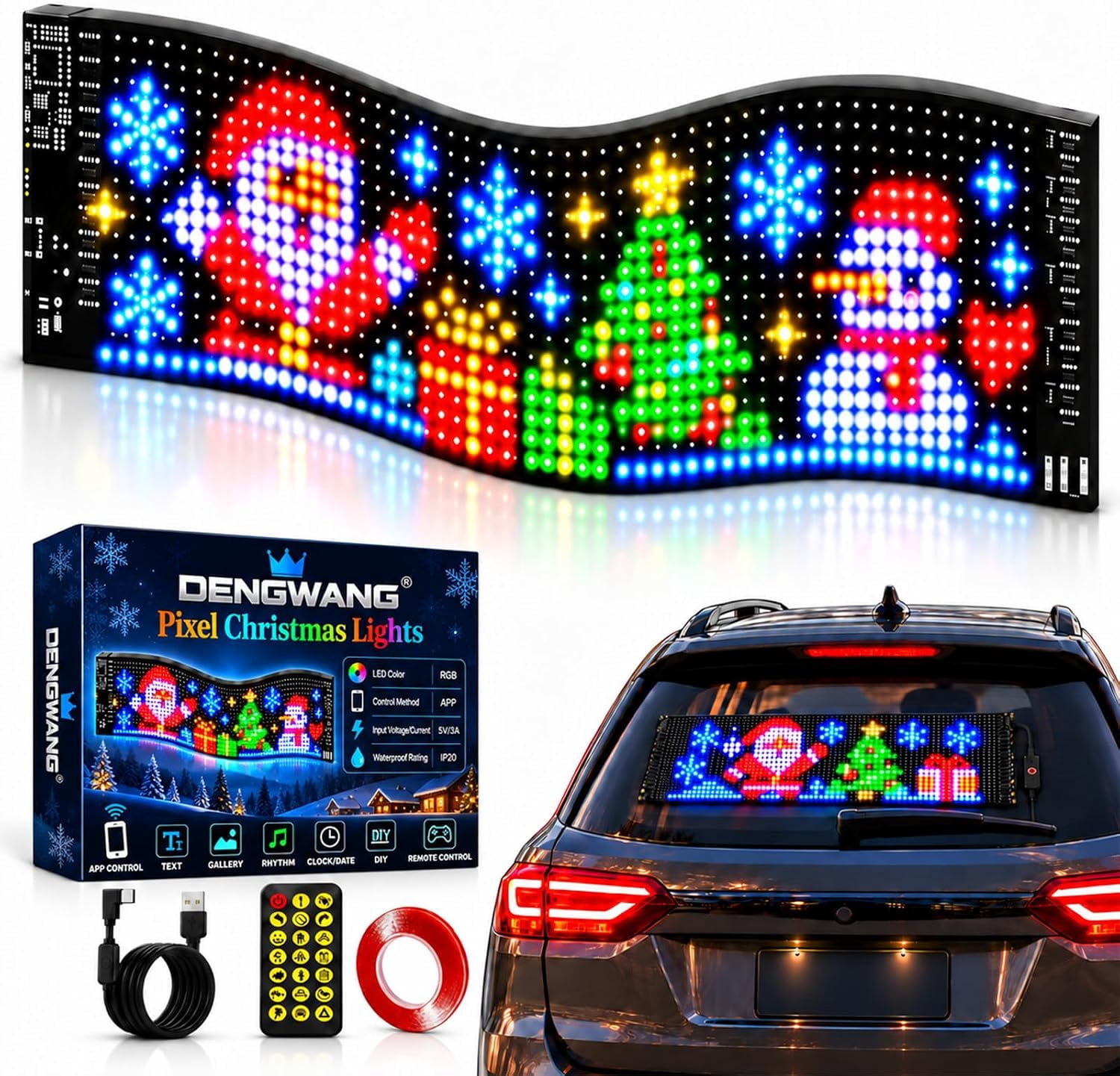 New Car Pixel Christmas Lights, Smart LED Pixel Car Display, App ...