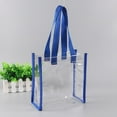 thumbnail image 1 of New Car Sewn Plastic Large Capacity Clear Tote Bag PVC Jelly Bag Cosmetics Shopping Bag BLUE S, 1 of 8
