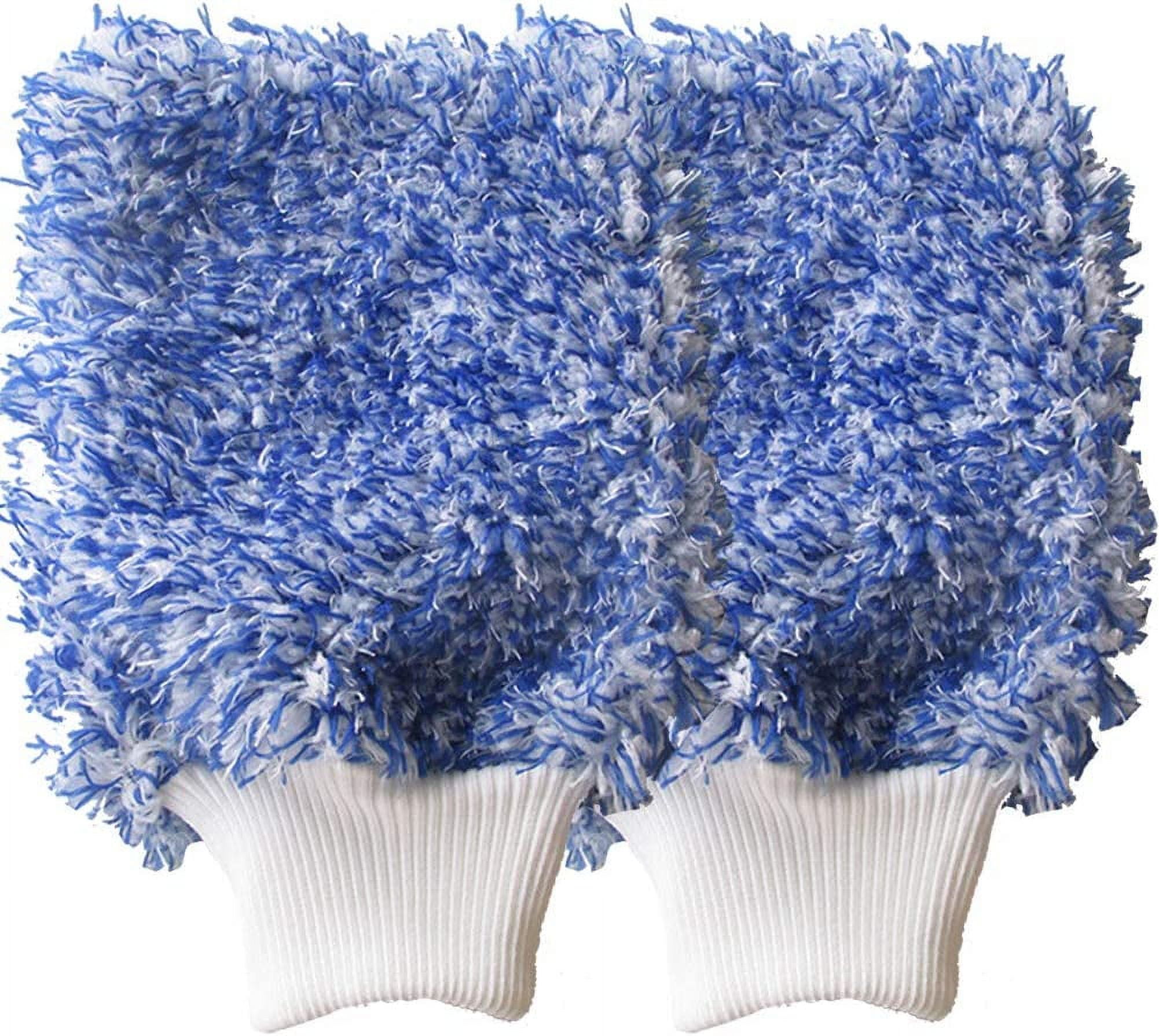 New Car Wash Mitt, 2 Pack Premium Soft Cyclone Microfiber Washing Gloves, Holds Tons of Sudsy Water for Effective Washing, Machine Washable, Lint Free, Scratch Free - Blue