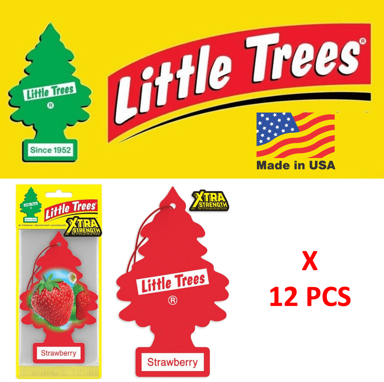 New Car Xtra Strength Little Trees Air Freshener 10612 Pack of 12