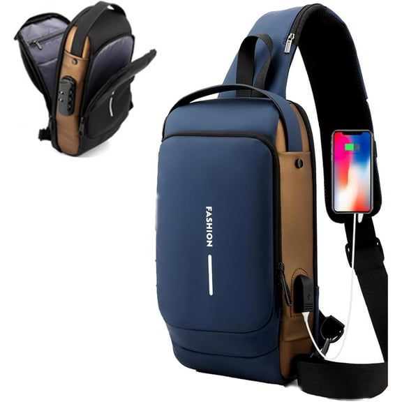 New Carbon Fiber Streamline Anti-theft Sling Bag, USB Charging Port Waterproof Crossbody Bag for Daily Trips, Travel