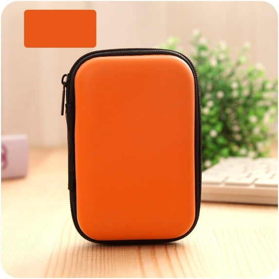 New Carry Pouch Women Travel Headphone Bag Cable Accessories Portable Case Storage Box ORANGE