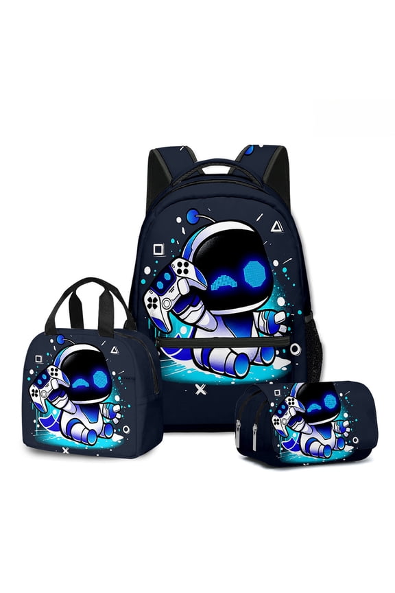 New Cartoon Anime Cool Robot 3D Print Large Capacity Student Backpack, Lunch Bag, Pencil Case Three-Piece Set