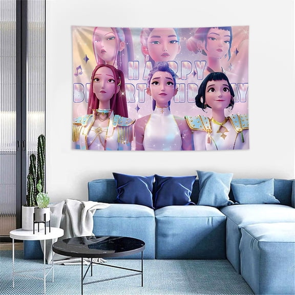 New Cartoon Anime KPOP Girl Group Cool Background Cloth Poster Decoration Home Bedroom Living Room Hanging Cloth Shooting Background Cloth