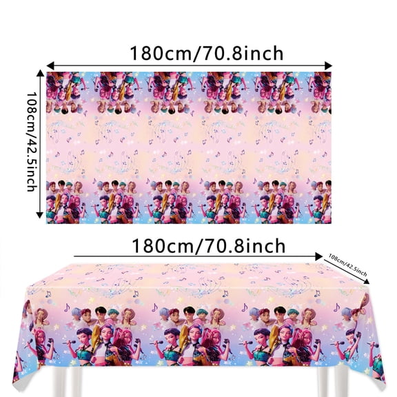 New Cartoon Anime KPOP Girl Group Theme Birthday Party Supplies, Including Tablecloth, Balloons, Banners, Cake Toppers, and Horn Box Sets, Suitable for Parties and Gatherings