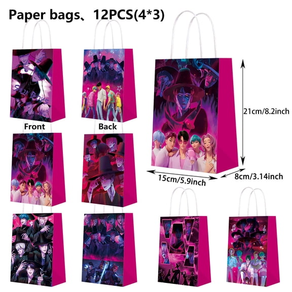 New Cartoon Anime Kpop Boy Group Theme Pattern Printed Birthday Party Supplies Candy Bag Handbag Gift Bag Kraft Paper Bag