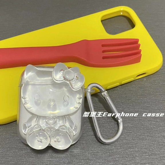 New Cartoon Crystal Transparent Hello Kitty Earphones Case Airpods 3 2 Pro Generation Wireless Bluetooth Headset Cover Silicone